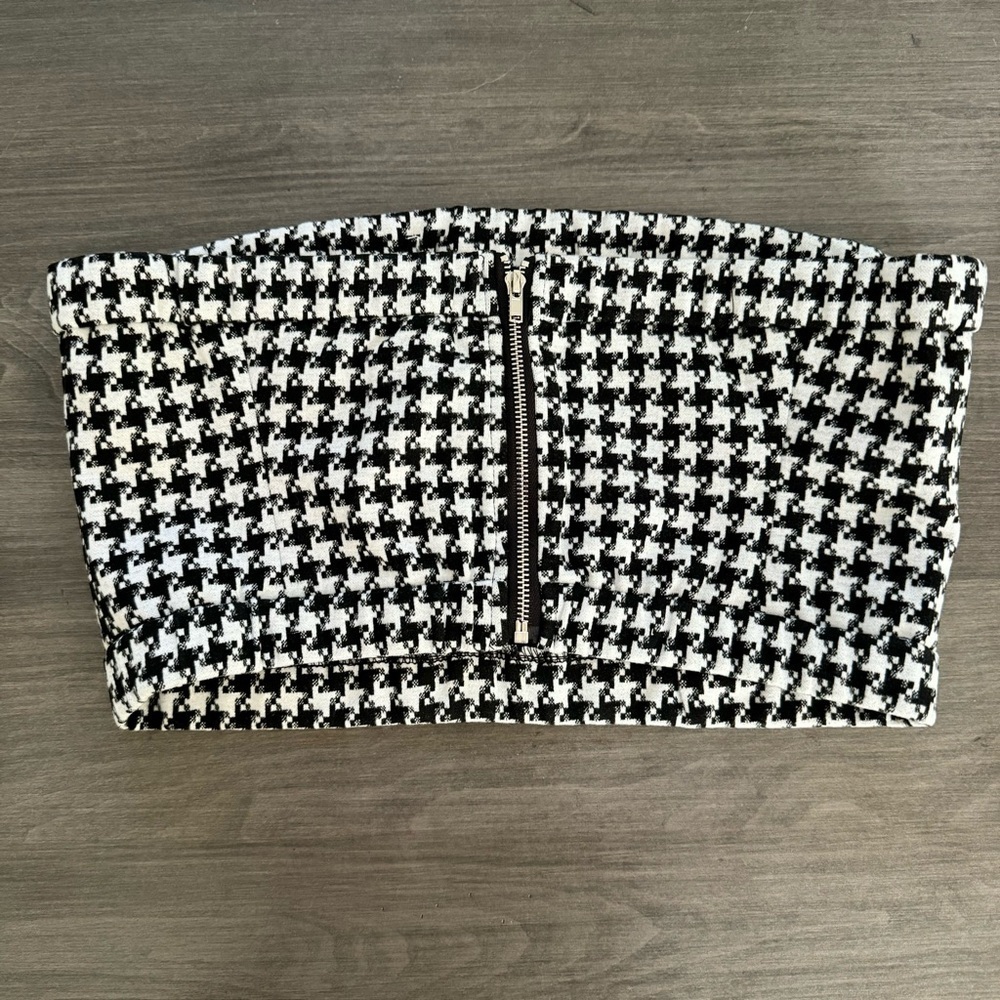 Walter Baker Houndstooth Bandeau Cropped Top black white size S NWT $118 - Picture 4 of 11